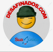 a logo for desafinados.com with a smiley face wearing a hat