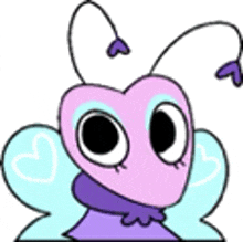 a cartoon butterfly with hearts on its wings and a heart on its head .