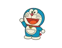 a cartoon character named doraemon with a bell around his neck is smiling