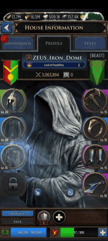 a screenshot of a game called zeus iron dome shows a hooded figure