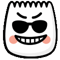 a cartoon drawing of a marshmallow with sunglasses on .