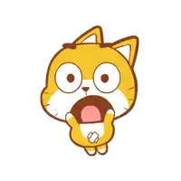 a surprised cartoon cat with its mouth open