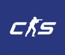 a logo for cks with a soldier holding a gun on a blue background