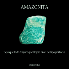 a turquoise stone with the words amazonita on it