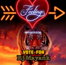 a poster with a tiger and the words " feelings " above it