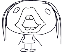 a child 's drawing of a girl with a big mouth