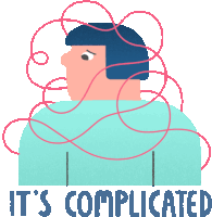 an illustration of a woman with the words " it 's complicated " below her