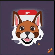 a cartoon drawing of a dog with a youtube logo on its head