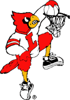 a mascot for the university of illinois cardinals holding a basketball