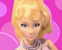 a close up of a barbie doll with blue eyes