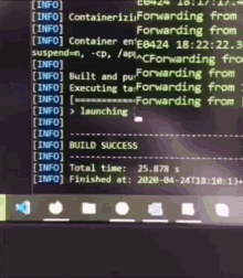 a computer screen shows a container being forwarded from another container