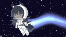 a drawing of a girl in an astronaut 's suit in space