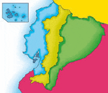 a colorful map of ecuador showing the provinces