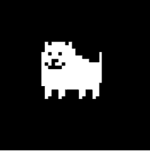 a pixel art of a dog with a smile on its face .