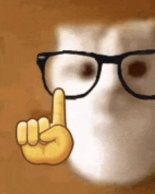 a cartoon cat wearing glasses is giving a thumbs up sign .