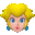 a blurred image of princess peach 's face with a yellow hair and blue earrings .