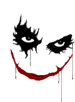 a drawing of the joker 's face with blood dripping from it