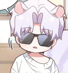 a cartoon character wearing sunglasses and a white sweater .