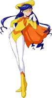 a cartoon drawing of a girl in a superhero outfit