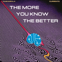 the cover of tame impala 's currents album shows a purple and white striped background