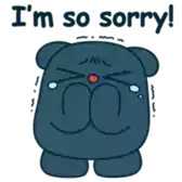 a cartoon bear is crying with the words i 'm so sorry