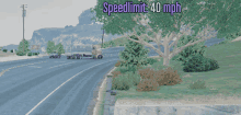 a speed limit of 40 mph is displayed on a screen