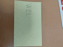 a yellow sticky note on a wooden table that says well