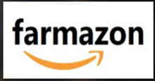 a logo for farmazon with an orange arrow and a smile