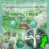 a picture that says ' krippbourg patriots rate this 100 % true '