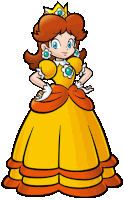 a cartoon of princess daisy in a yellow dress