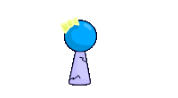 a cartoon drawing of a keyhole with a blue ball and a bow on it