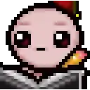 a pixel art of a person holding a pencil