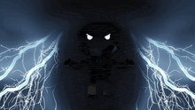 a cartoon character is surrounded by lightning and looks angry