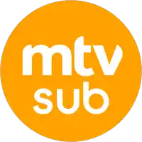 an orange circle with the words mtv sub in white