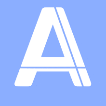 a blue background with a white letter a