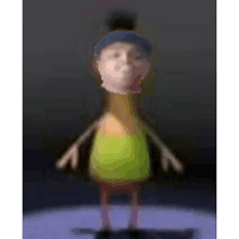 a blurry picture of a cartoon character with a man 's face missing .