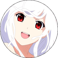 a white anime girl with red eyes and white hair