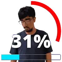 a man with glasses and a beard is standing in front of a loading bar that says 31 %