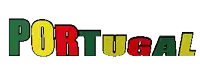 the word portugal is displayed in red yellow and green letters