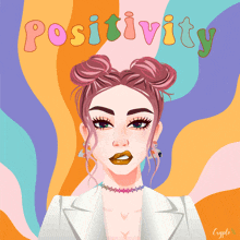 a drawing of a woman with the word positivity written on it