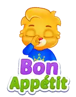 a cartoon character says " bon appetit " in french