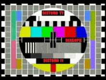 a picture of a television test pattern with the words distomo tv on it .