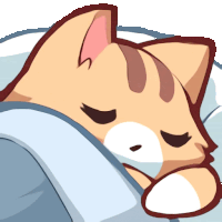 a cartoon cat is sleeping on a couch with its eyes closed