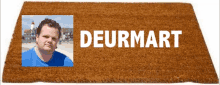 a doormat with a picture of a man and the word deurmart