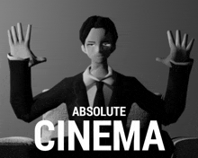 a poster for absolute cinema features a man in a suit