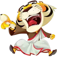 a cartoon illustration of a tiger wearing glasses and a white robe