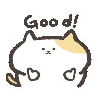 a drawing of a cat that says good on it