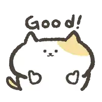 a drawing of a cat that says good on it