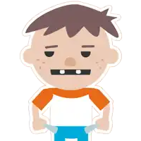 a cartoon drawing of a boy with a toothless smile