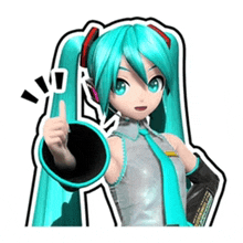 hatsune miku is giving a thumbs up with her hand